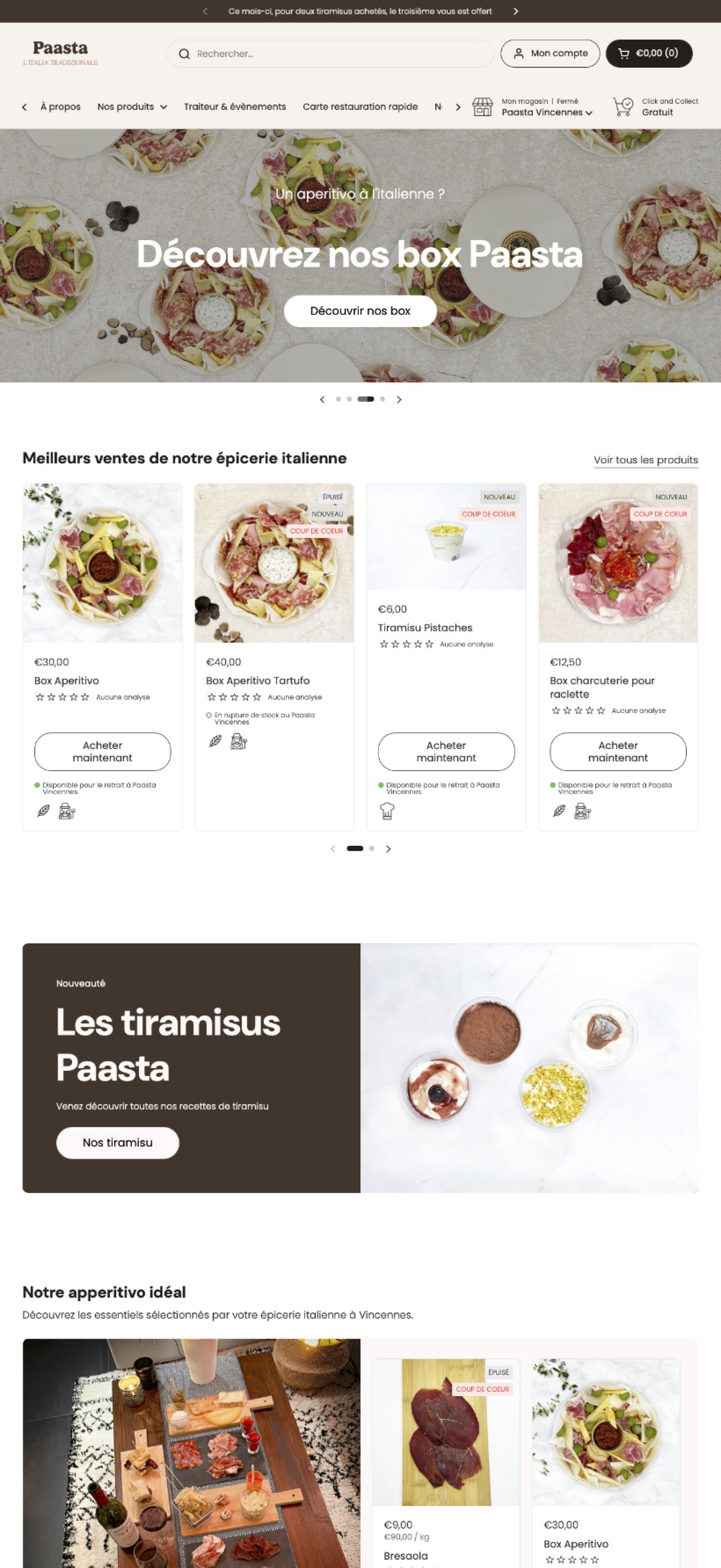 Page d'accueil Paasta avant la refonte